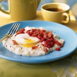 Poached Eggs with White Corn Polenta