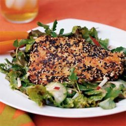 Sesame-crusted Mahi Mahi with Cucumber-Watercress Salad