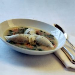 Stuffed Calamari in Tomato, Spinach, and Basil Broth