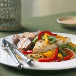 Oven-roasted Striped Bass with Peppers