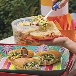 Chopped Chicken Sandwich With Crunchy Pecan Slaw