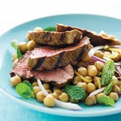 Harissa Lamb with Lemon Mint Chickpea Salad