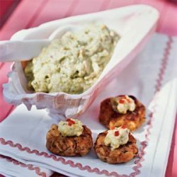 Crab Patties with Pistachio-Avocado Butter