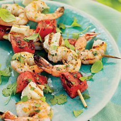 Shrimp, Watermelon, and Halloumi Kabobs