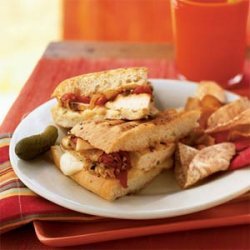 Grilled Chicken and Roasted Red Pepper Sandwiches with Fontina Cheese