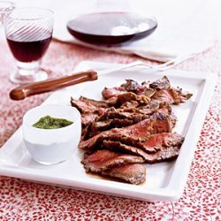 Cumin-Pepper Flank Steak with Horseradish Herb Sauce