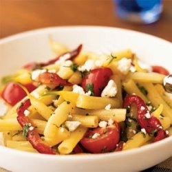 Wax Bean, Roasted Pepper, and Tomato Salad with Goat Cheese