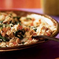 Pilaf with Chicken, Spinach, and Walnuts