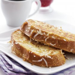 Coconut French Toast with Raspberry Syrup