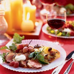 Duck Breast with Crème Fraîche and Roasted Grapes