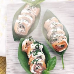 Smoked Salmon and Basil Rolls with Crème Fraîche