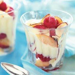 Raspberry-Nectarine Parfaits with Warm Peach Sabayon