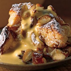 Sticky Date and Almond Bread Pudding with Amaretto Zabaglione