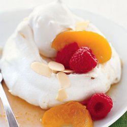 Apricot-Raspberry Pavlovas with Sliced Almonds