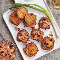 Mini Latkes With Salmon-Olive Relish