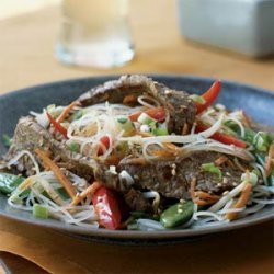 Rice Noodles with Sesame-Ginger Flank Steak