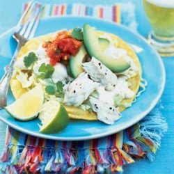 Halibut Tostadas with Yogurt-Lime Sauce