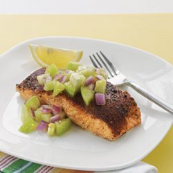 Roasted Salmon with Tomatillo—Red Onion Salsa