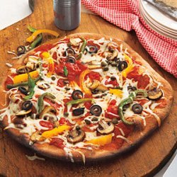 Mushroom, Pepper, Olive and Capers Pizza