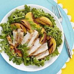 Grilled Chicken, Peach and Arugula Salad