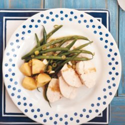 Gingery Poached Chicken Breasts with Green Beans and Potatoes