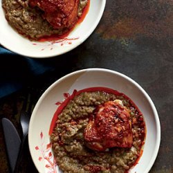 Roast Chicken Thighs with Lentil Stew