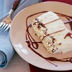 Almond Nougat Semifreddo with Bittersweet Chocolate Sauce (Semifreddo al Torrone)