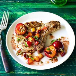 Grilled Pork Chops with Fresh Plum Chutney