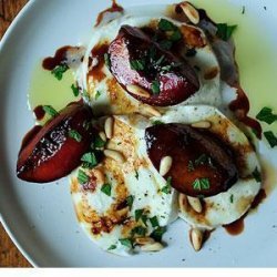 Buffalo Mozzarella with Balsamic Glazed Plums, Pine Nuts and Mint