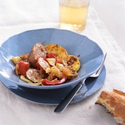 Sausage and Peppers with Crispy Polenta