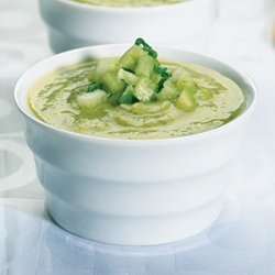 Zucchini and Avocado Soup with Cucumber Salsa