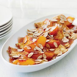 Crêpes with Warm Cognac Peaches and Almonds