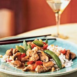 Pork and Vegetable Stir-Fry with Cashew Rice