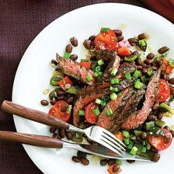 Ancho-Marinated Skirt Steak with Warm Black Bean Salad