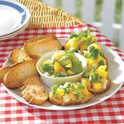 Avocado-and-Mango Salsa Crostini