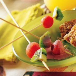 Watermelon-and-Kiwi Skewers with Starry Strawberry Cream