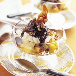 Caramelized Pineapple Sundaes with Chocolate-Coconut Sauce