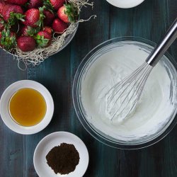 Strawberry Panna Cotta with Strawberries and Honey