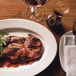 Pork Blade Steaks with Nduja and Honey and Arugula Salad