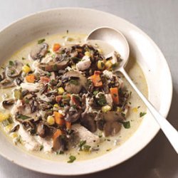 Turkey Chowder with Wild Rice, Crimini, and Pancetta