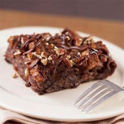 Warm Chocolate Bread Pudding with Turtle Topping