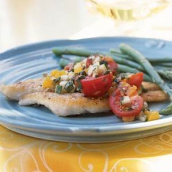 Pan-Fried Sole with Cucumber and Tomato Salsa