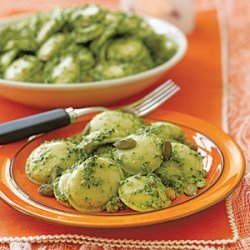 Pumpkin Ravioli with Pumpkin Seed Pesto