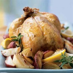 Roasted Chicken with Onions, Potatoes, and Gravy