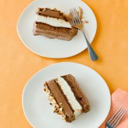 Chocolate, Hazelnut, and Vanilla Ice Cream Cake