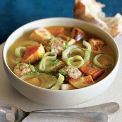 Caramelized Vegetable and Meatball Soup