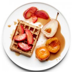 Poached Fruit over Waffles