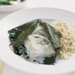 Halibut Wrapped in Grape Leaves