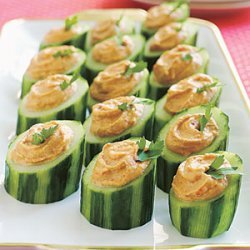 Red-Pepper Hummus in Cucumber Cups