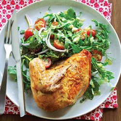 Roast Chicken with Arugula Tomato Salad